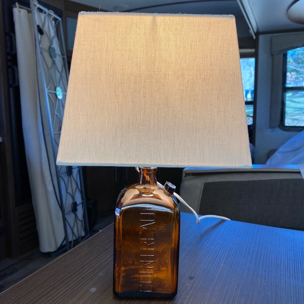 Amber Glass Cointreau Bottle Working Lamp for Tabletop or Desk‎